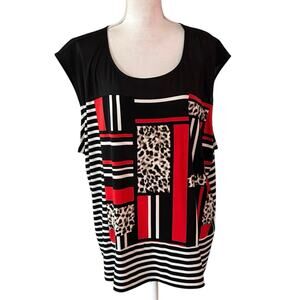 NEW Calvin Klein Plus Size 3X Mixed Print Sleeveless Blouse Top Office Career